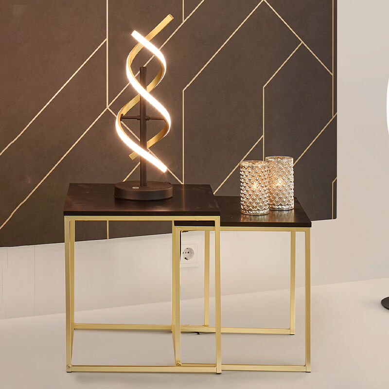 Lámpara de mesa diseño latón, Sylvian, 20W, ajustable entre luz blanco cálido y frío LED, con regulador táctil