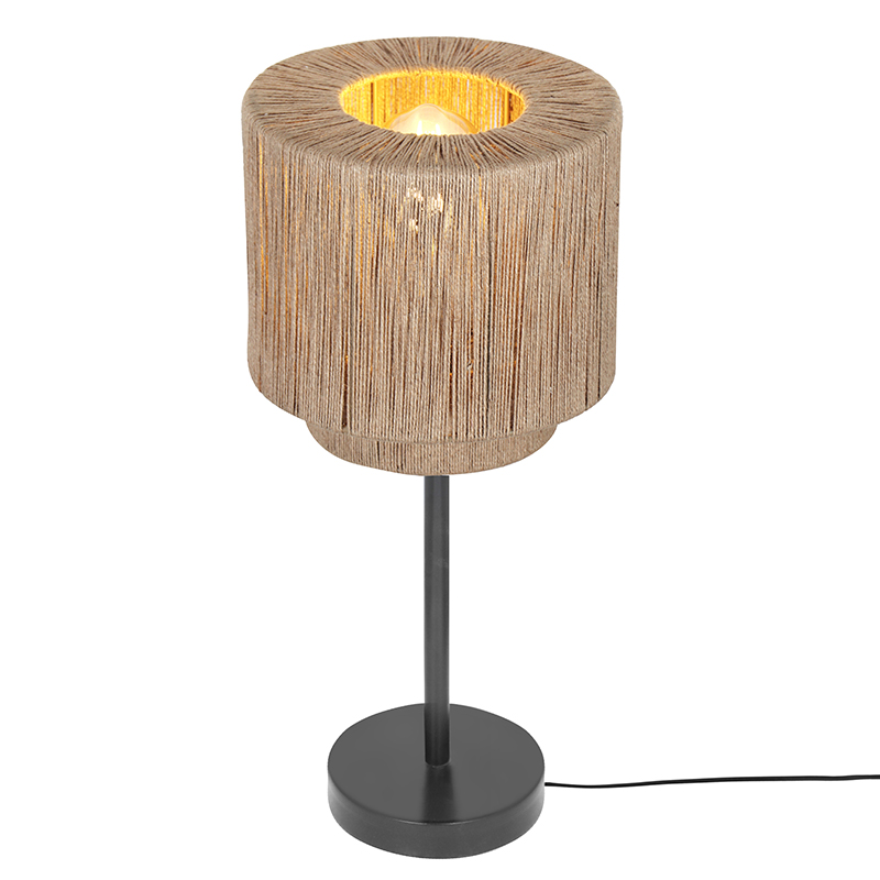 Lámpara de mesa rústica beige, Rinus