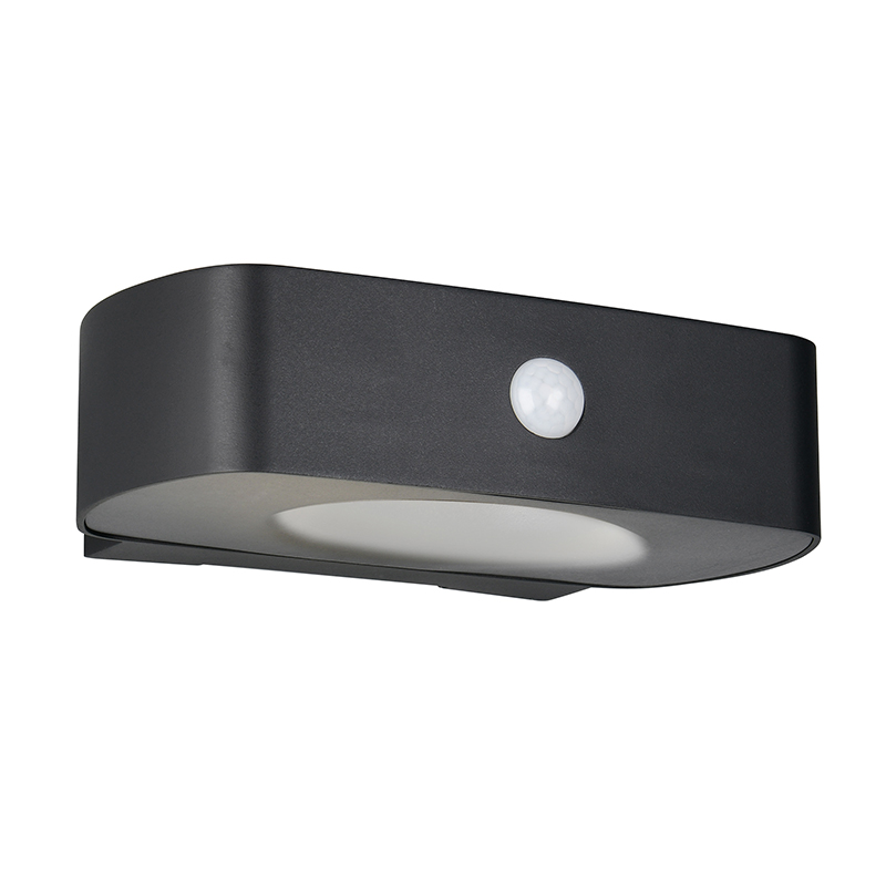Aplique solar exterior moderno negro, Pytsje, 6W, 4000K LED, IP44, con interruptor
