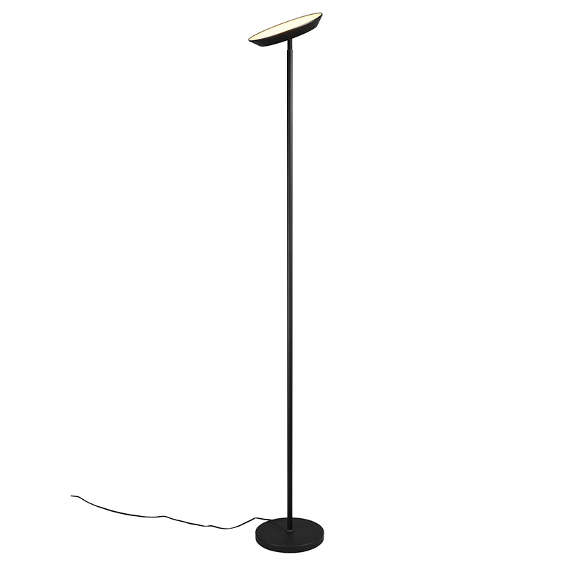 Lámpara de pie moderna negra, Shahid, 17W, ajustable entre luz blanco cálido y frío LED, con regulador táctil