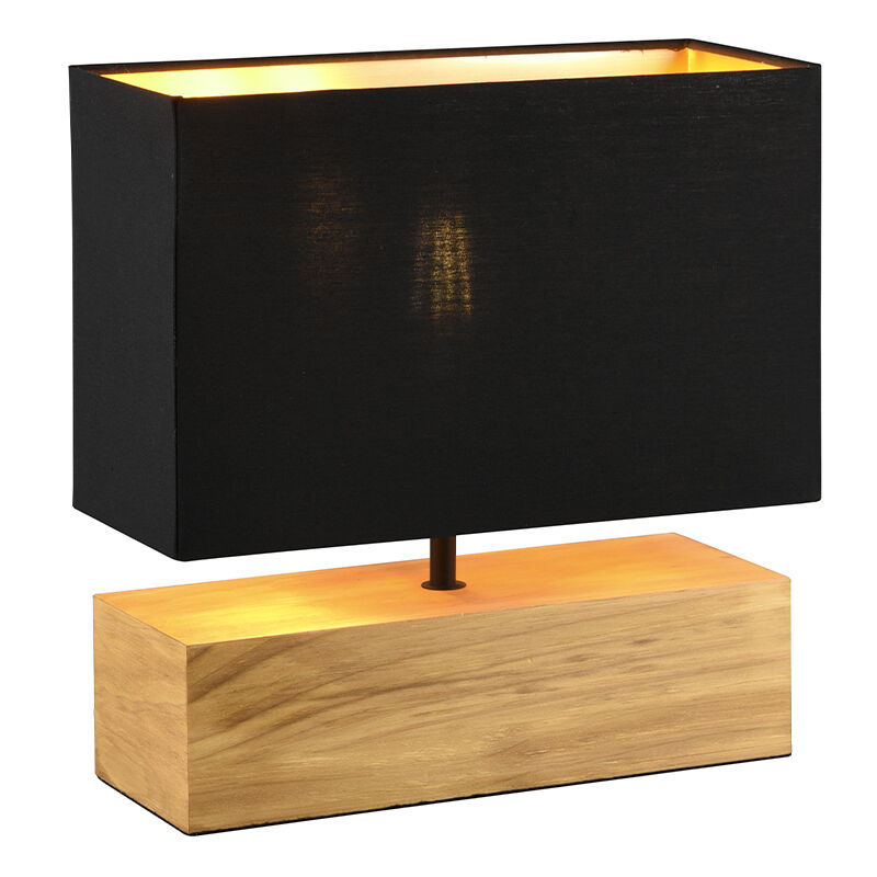 Lámpara de mesa de madera marrón, Job, con interruptor