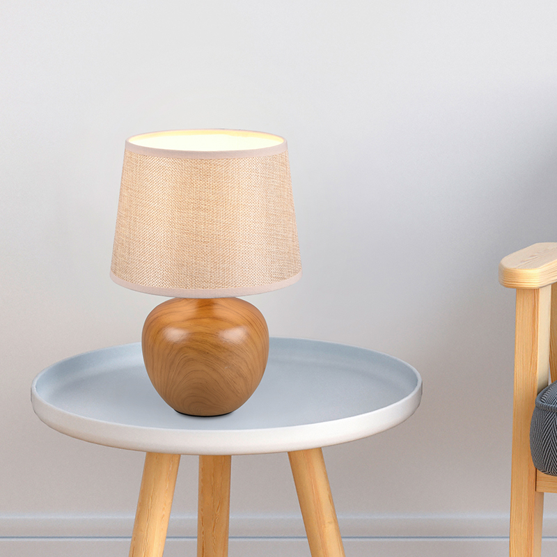 Lámpara de mesa de cerámica beige, Yet, con interruptor