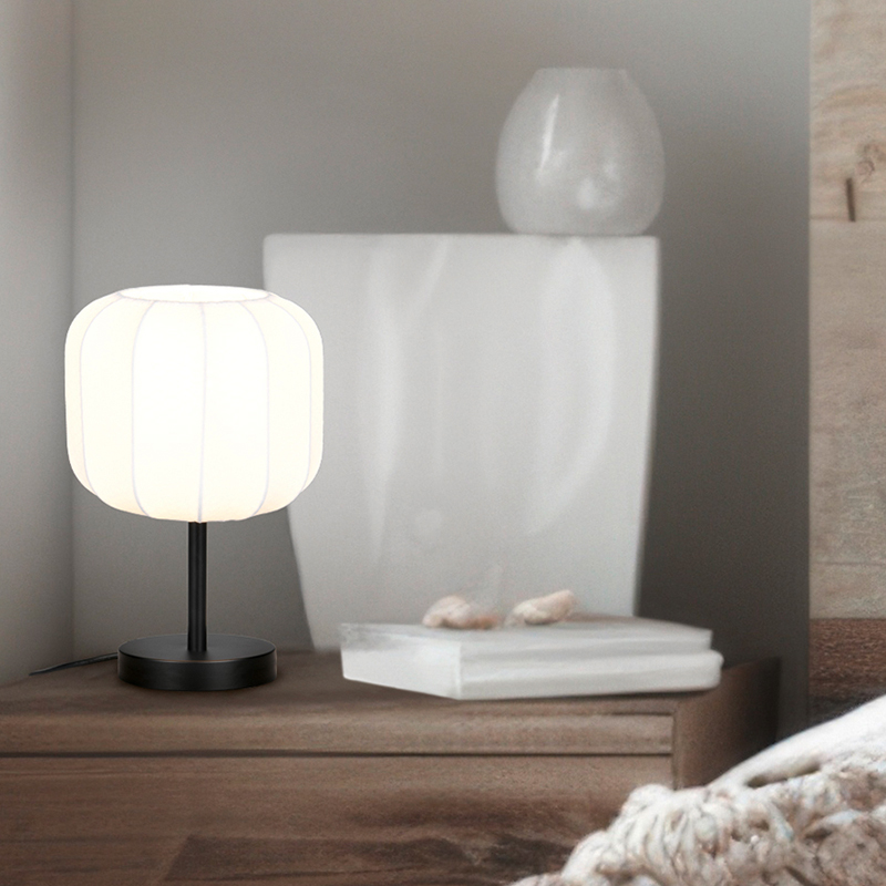 Lámpara de mesa moderna blanca, Metehan, con interruptor