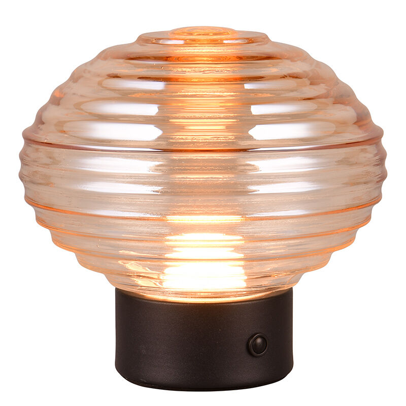 Lámpara de mesa recargable retro negra, Walid, 2W, 3000K LED, con regulador táctil