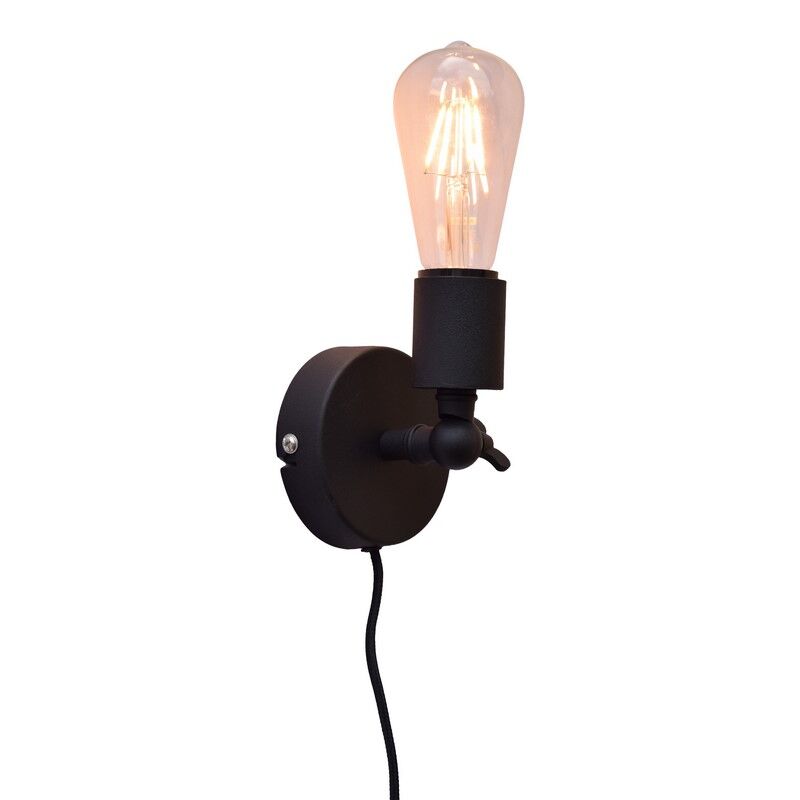 Aplique negro industrial, Bolb, con interruptor