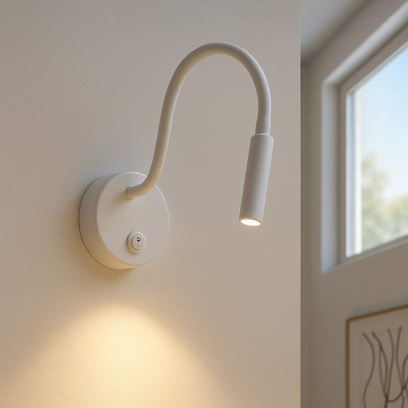 Lámpara de cama blanca moderna, Fiona, con interruptor