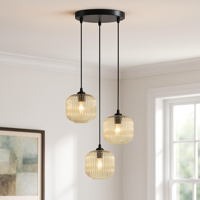 Lámpara colgante ámbar retro, Charlois