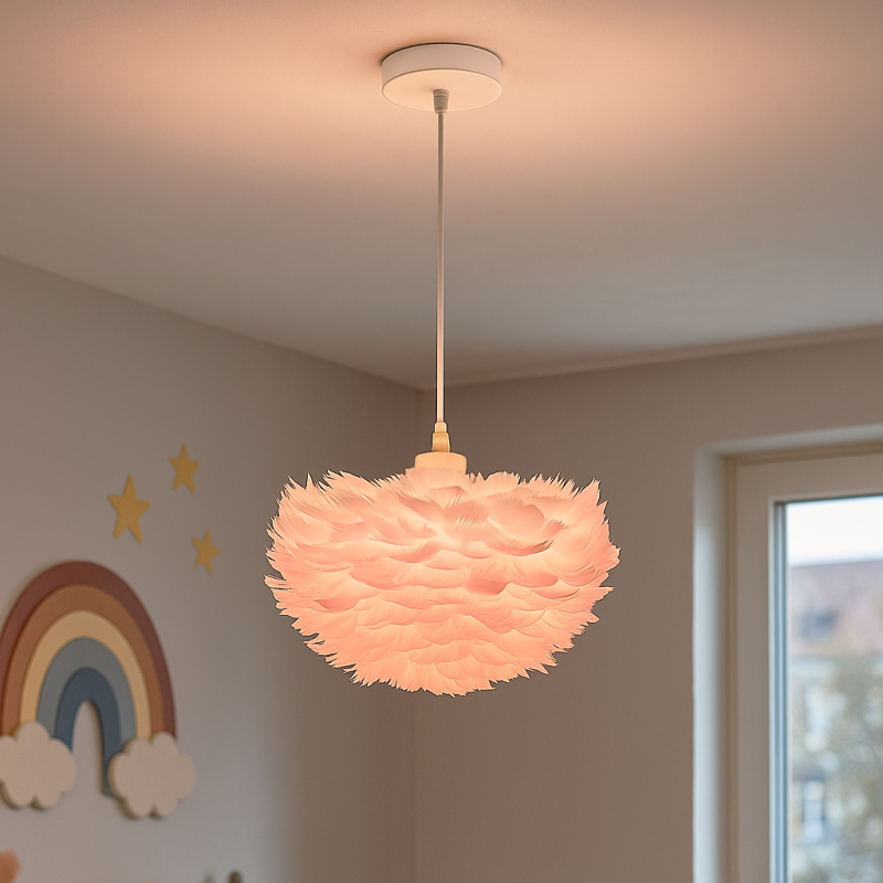 Lámpara colgante rosa de tela, Suzie Lámpara colgante rosa de tela, Suzie