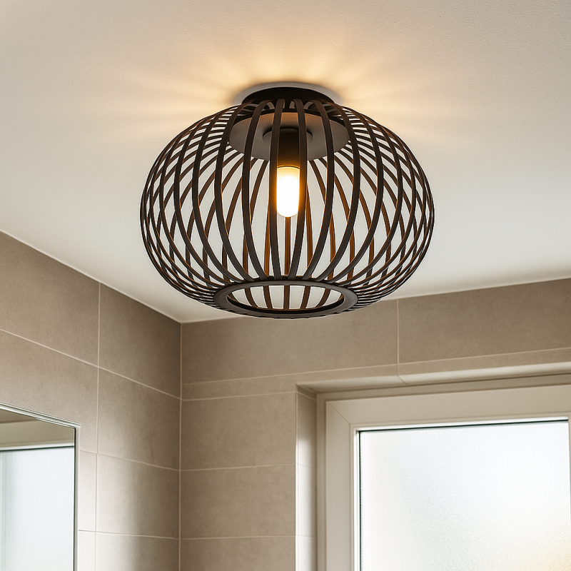 Lámpara de techo baño negra industrial, Lieve, IP44