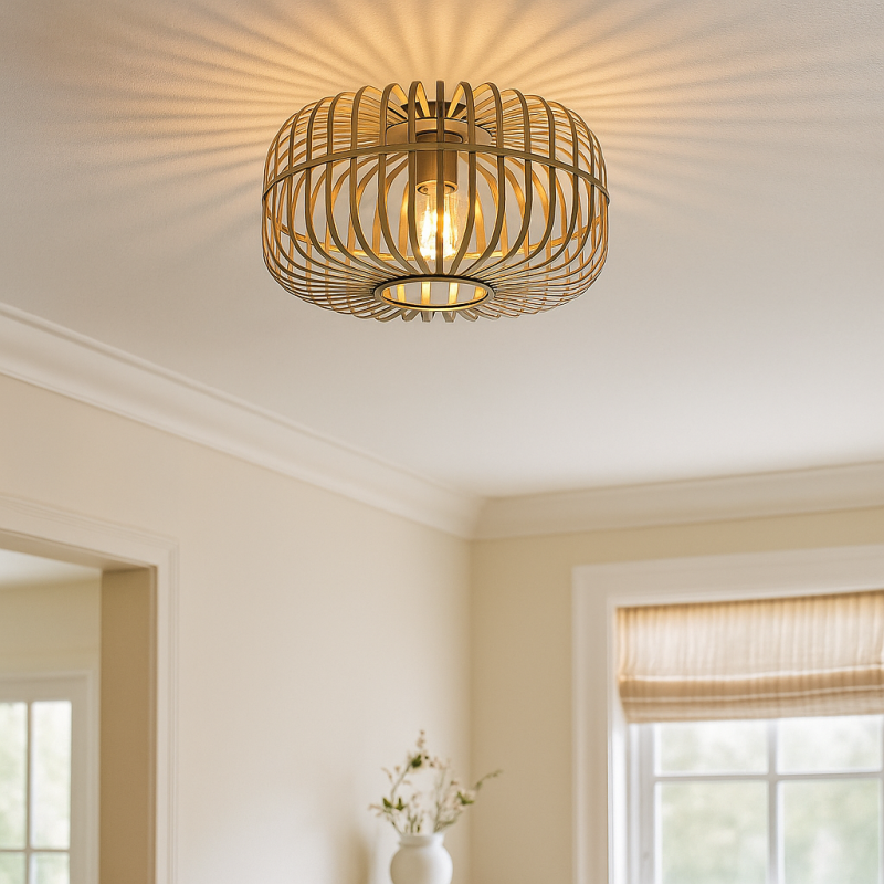 Lámpara de techo dorada industrial, Tobi Lámpara de techo dorada industrial, Tobi