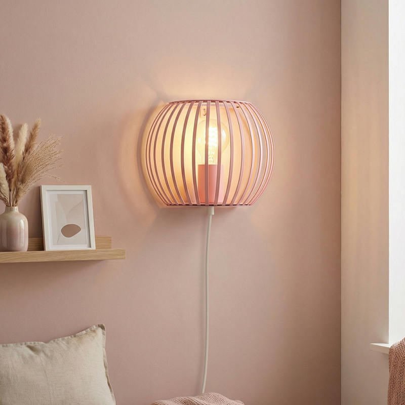 Aplique rosa industrial, Lieve, con interruptor