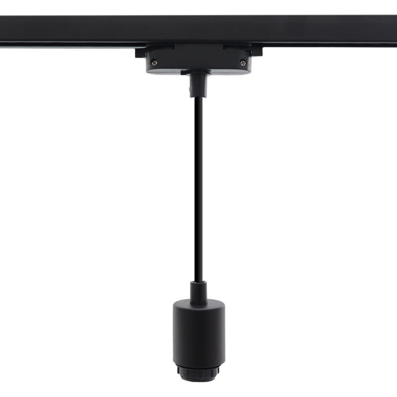 Foco de carril monofásico negro de plástico,