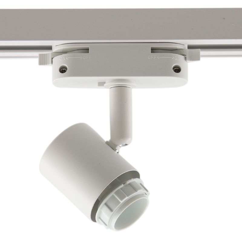 Foco de carril monofásico blanco de plástico,