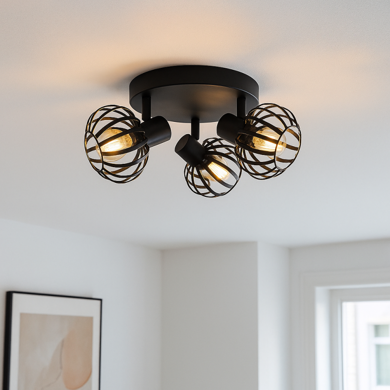 Foco de techo negro industrial, Lieve