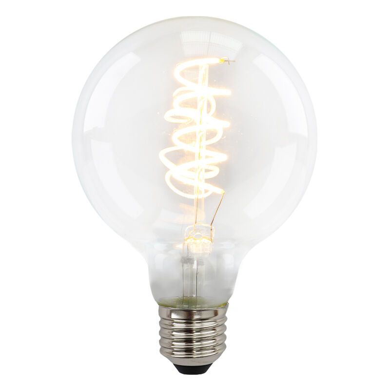 E27 LED bombilla regulable, Tuelo, G95, 4w, vidrio transparente, 2700k