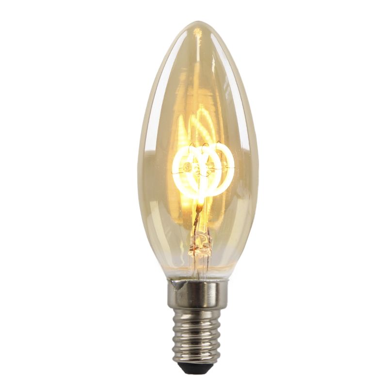 Olucia bombilla vela LED E14 regulable Tuelo, ámbar, 2W, 2200K