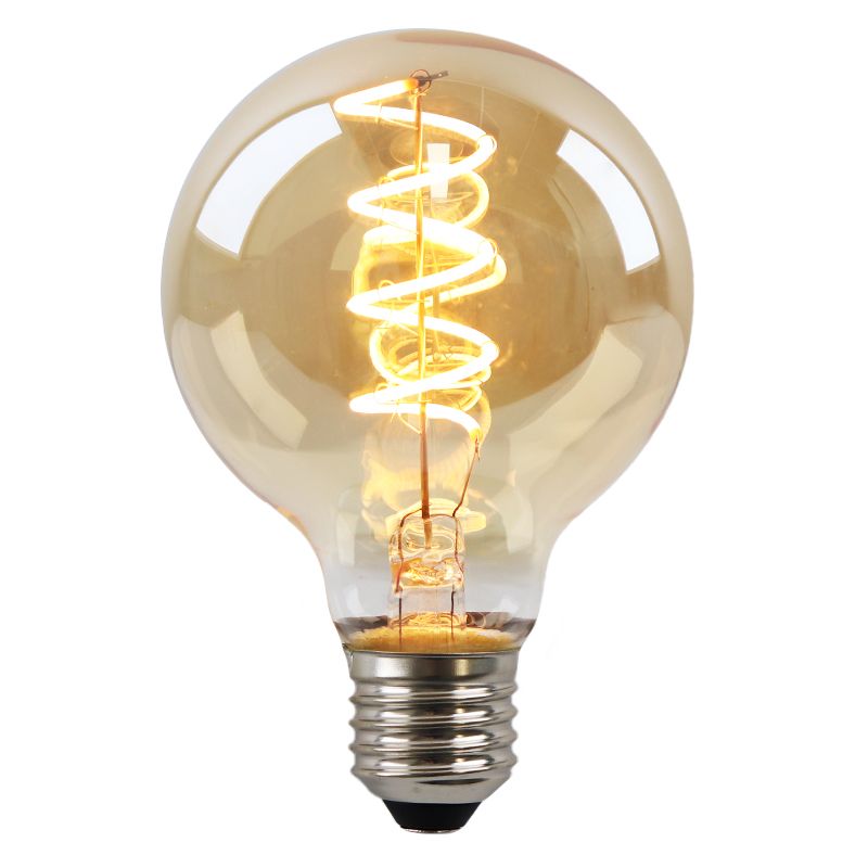 Olucia bombilla LED filamento E27 regulable Tuelo, ámbar, G80, 4W, 2200K