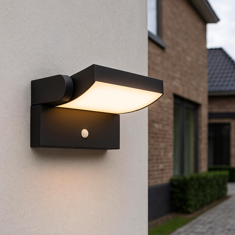 Aplique exterior con sensor de movimiento negro moderno, Alet, 12,5W, 3000K LED, IP54