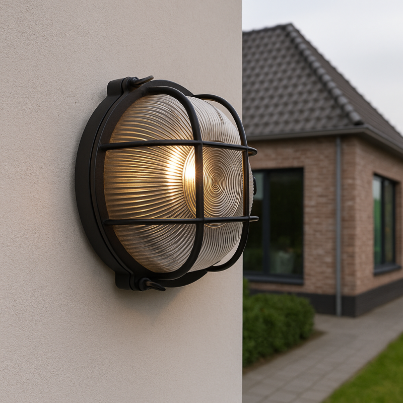 Lámpara exterior negra industrial, Juanita, IP44 Lámpara exterior negra industrial, Juanita, IP44