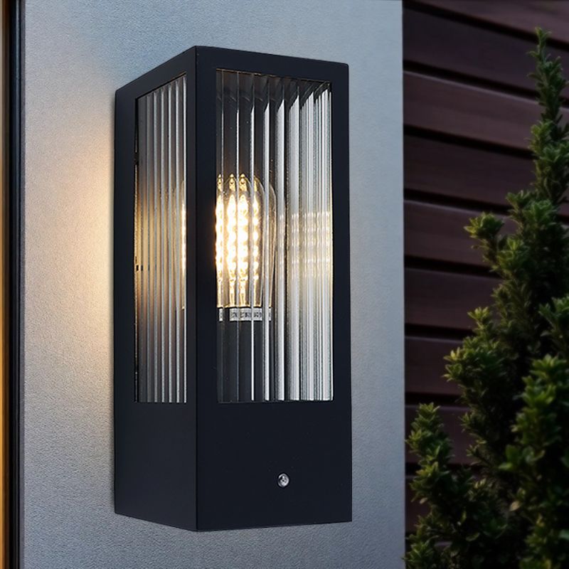 Aplique exterior con sensor crepuscular negro moderno, Senne, IP44 Aplique exterior con sensor crepuscular negro moderno, Senne, IP44