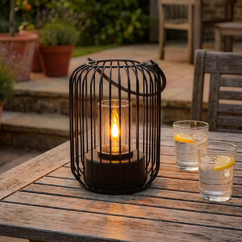 Lámpara de mesa exterior negra moderna, Enya, IP44 Lámpara de mesa exterior negra moderna, Enya, IP44