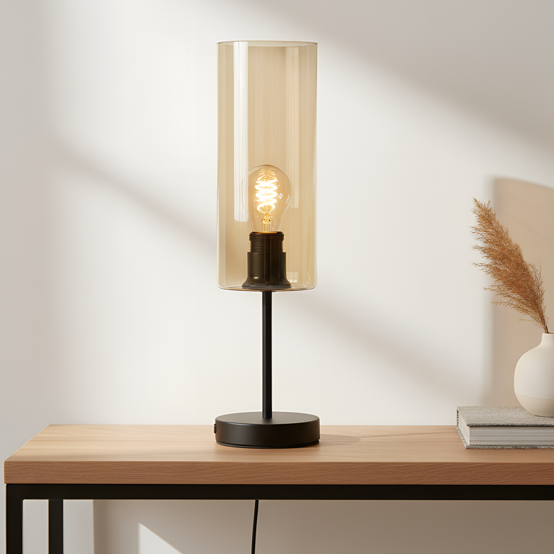 Lámpara de mesa ámbar moderna, Gaya, con interruptor Lámpara de mesa ámbar moderna, Gaya, con interruptor