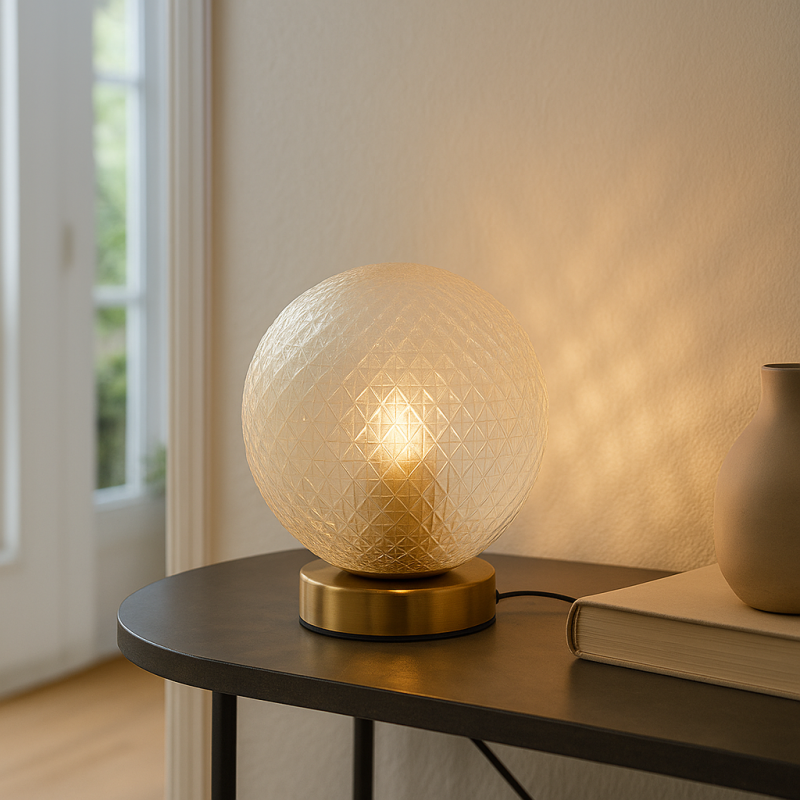 Lámpara de mesa transparente retro, Johnson, con interruptor