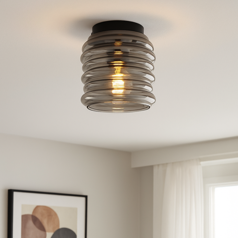 Lámpara de techo gris de vidrio, Karen