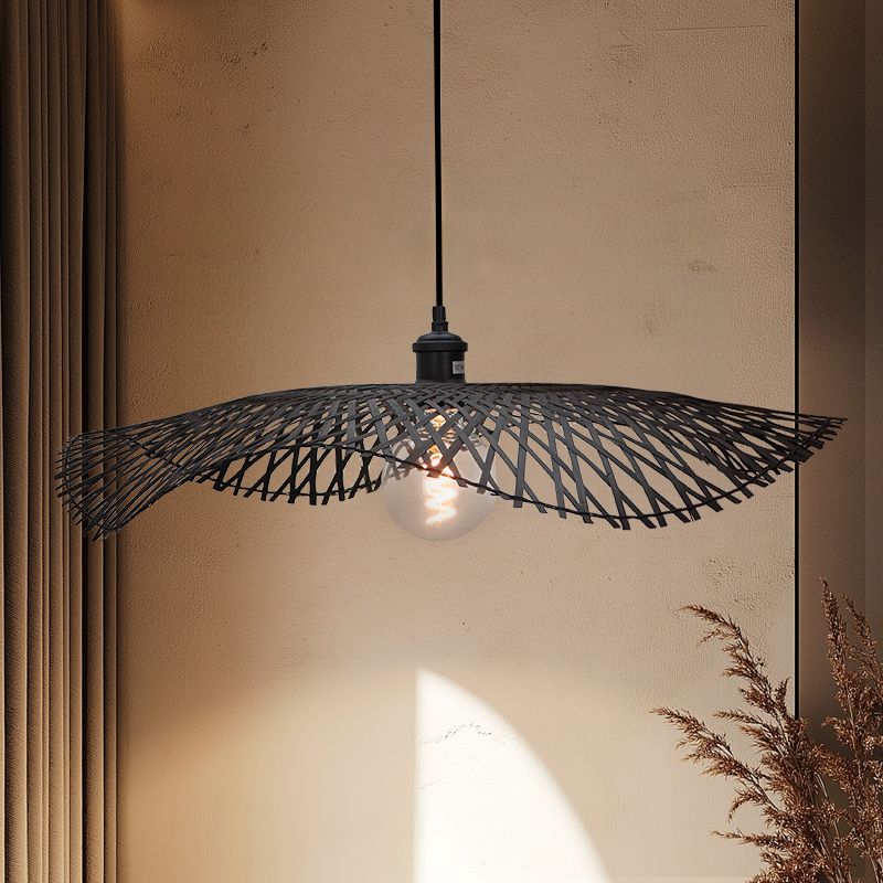 Lámpara colgante de bambú negra, Romee Lámpara colgante de bambú negra, Romee