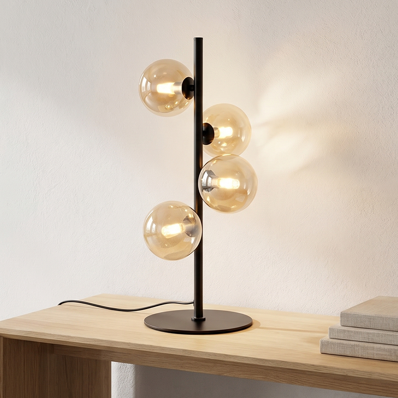 Lámpara de mesa ámbar diseño, Remo, con interruptor Lámpara de mesa ámbar diseño, Remo, con interruptor