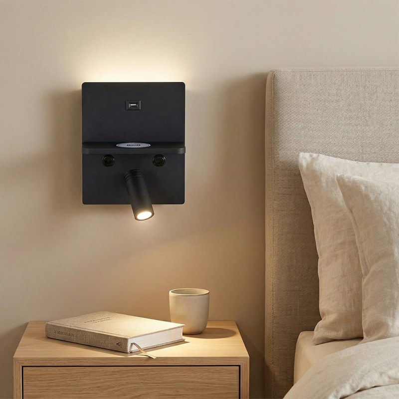 Aplique negro moderno, Isabella, 3W, 3000K LED, con interruptor Aplique negro moderno, Isabella, 3W, 3000K LED, con interruptor