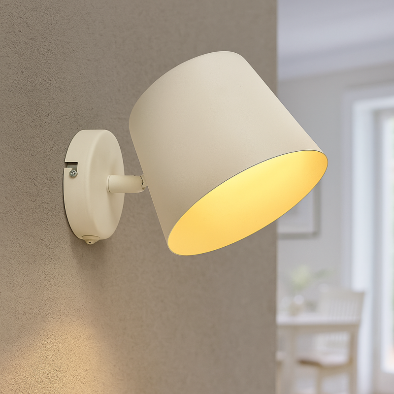 Foco de pared blanco moderno, Rinke, con interruptor