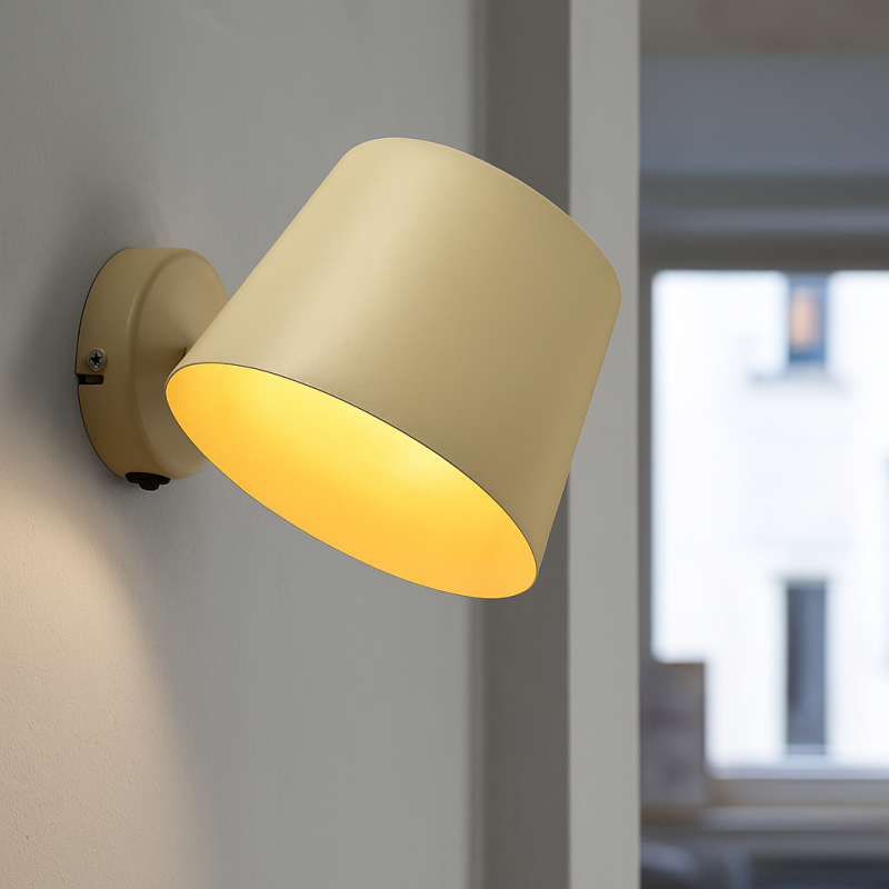 Foco de pared beige moderno, Rinke, con interruptor Foco de pared beige moderno, Rinke, con interruptor