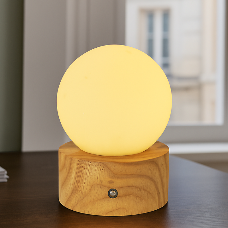 Lámpara de mesa madera, Tiddo, 2W, dim to warm LED, con interruptor