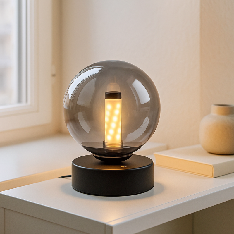 Lámpara de mesa recargable negra moderna, Theo, 2W, 3000K LED, IP44, regulable en 3 pasos Lámpara de mesa recargable negra moderna, Theo, 2W, 3000K LED, IP44, regulable en 3 pasos