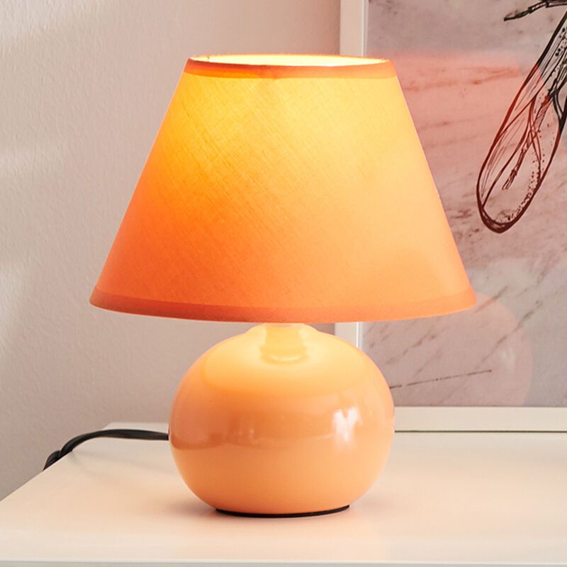 Lámpara de mesa de cerámica naranja, Pilar, con interruptor
