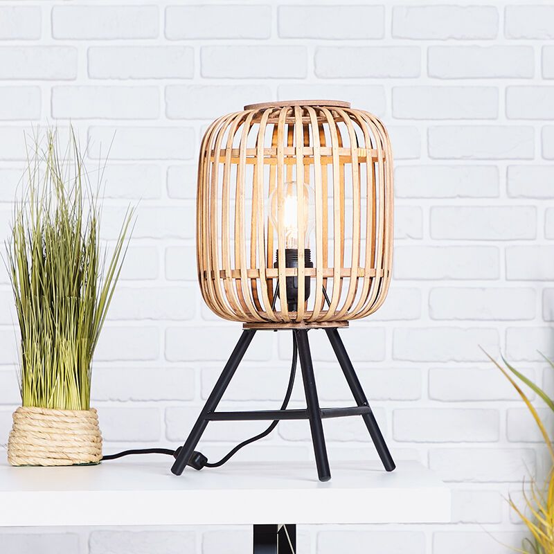 Lámpara de mesa marrón industrial, Brain, con interruptor