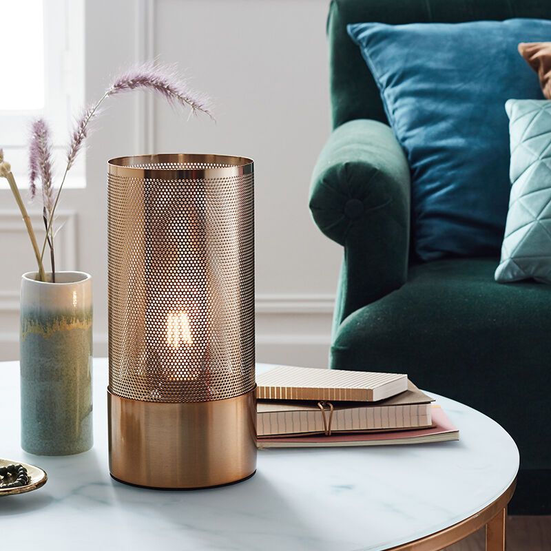 Lámpara de mesa latón moderna, Albina, con interruptor