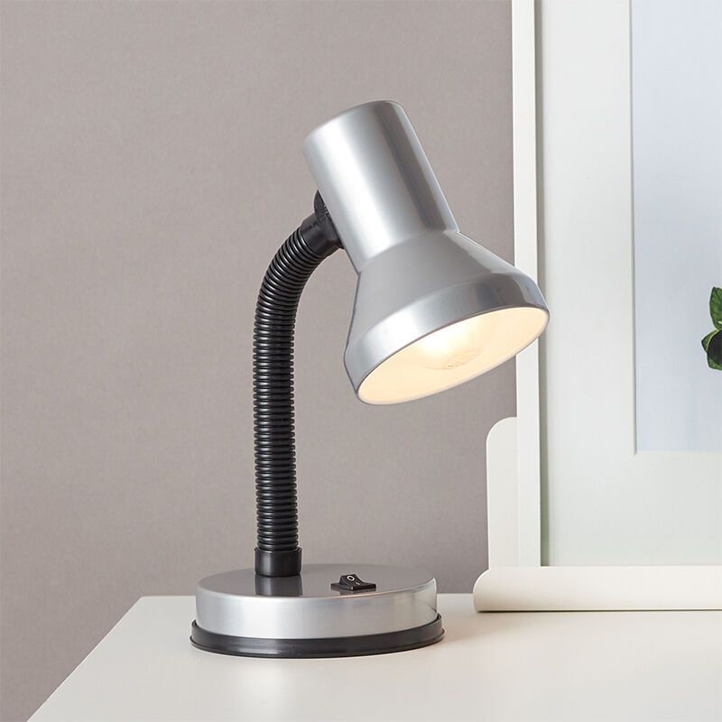 Flexo gris de plástico, Loet, con interruptor Flexo gris de plástico, Loet, con interruptor
