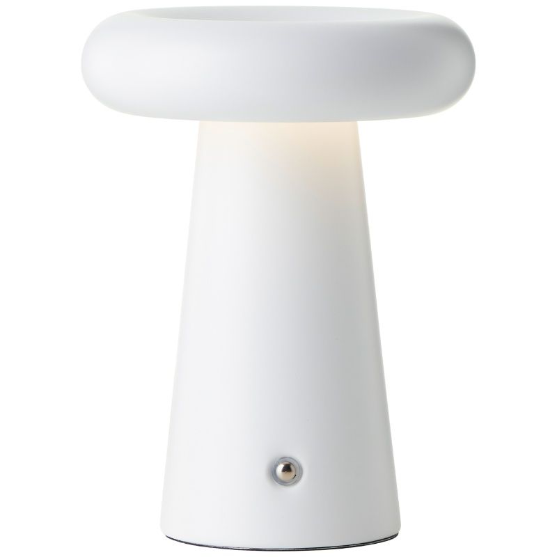 Lámpara de mesa recargable para exterior blanca moderna, Stig, 3W, 3000K LED, IP44, regulable en 3 pasos