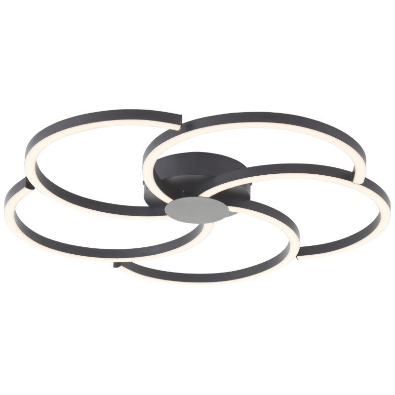 Lámpara de techo negra diseño, Somia, 32W, 3000K LED, regulable en 3 pasos Lámpara de techo negra diseño, Somia, 32W, 3000K LED, regulable en 3 pasos