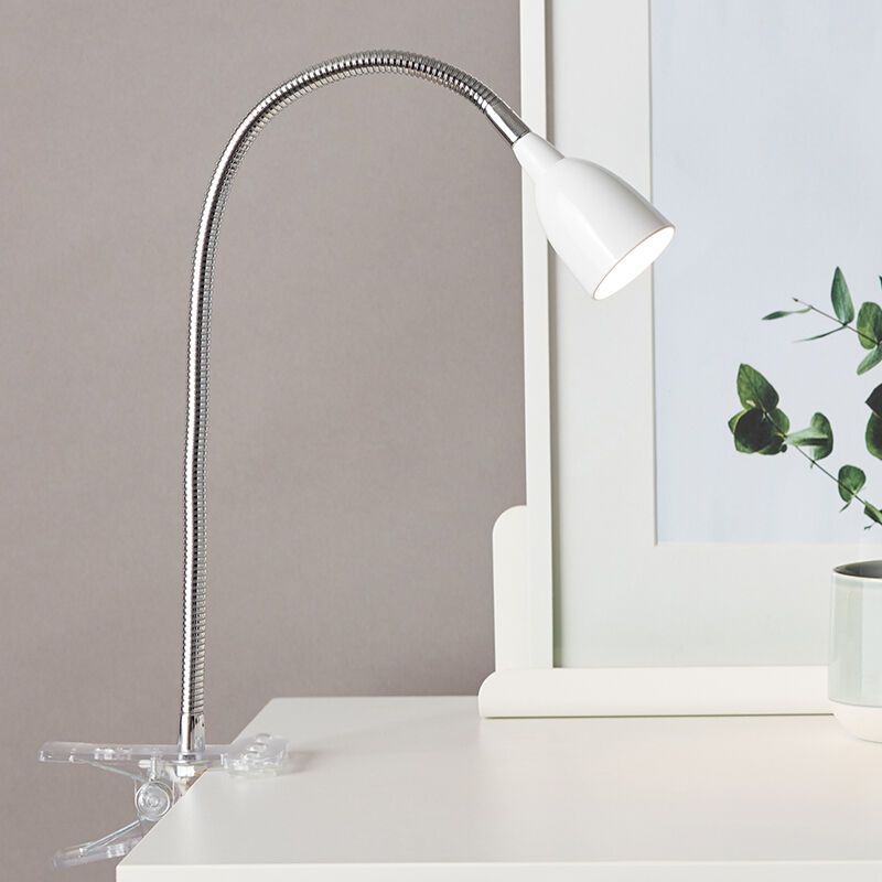 Foco pinza blanco de plástico, Kit, 2,4W, 3000K LED, con interruptor