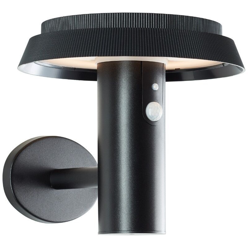 Aplique solar exterior negro de metal, Ridvan, 4W, 3000K LED, IP44