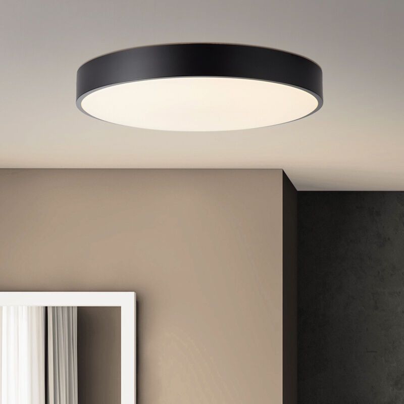 Plafón de techo negro moderno, Asude, 60W, ajustable entre luz blanco cálido y frío LED, con mando a distancia Plafón de techo negro moderno, Asude, 60W, ajustable entre luz blanco cálido y frío LED, con mando a distancia