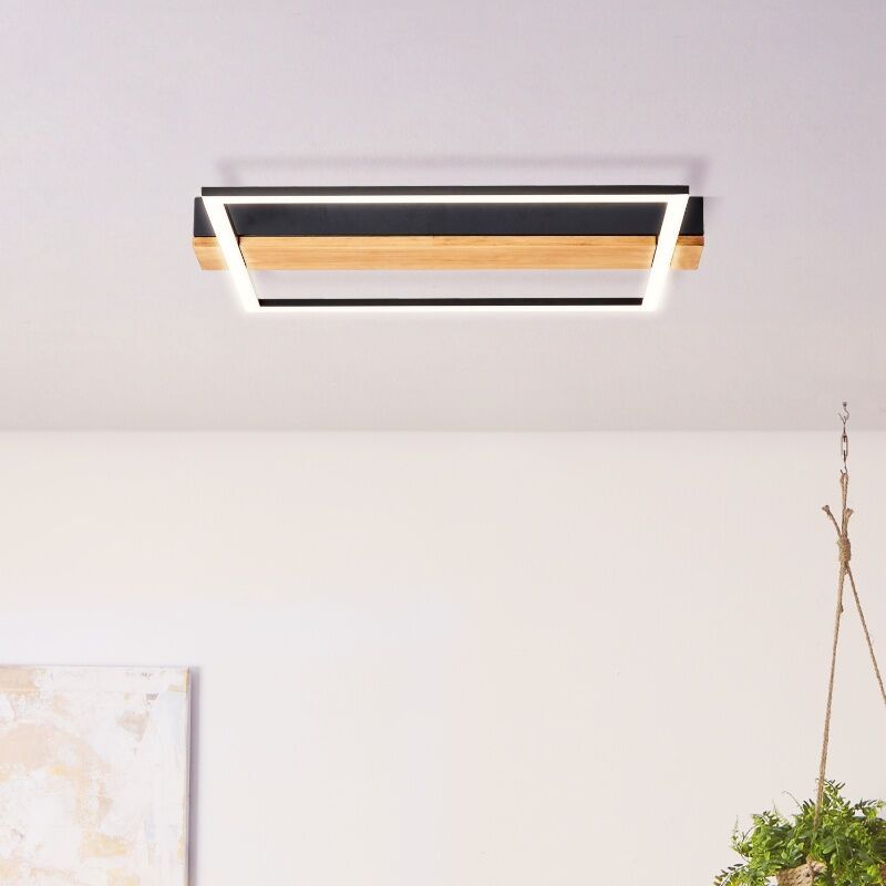 Plafón de techo de madera negro, Fannie, 24W, 3000K LED