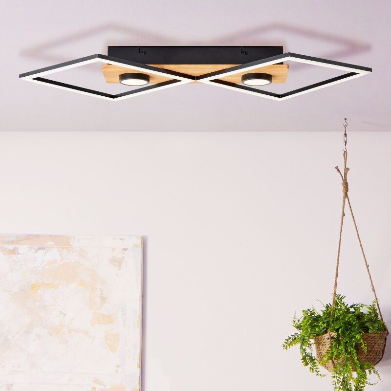 Plafón de techo de madera negro, Virginia, 32W, 3000K LED Plafón de techo de madera negro, Virginia, 32W, 3000K LED