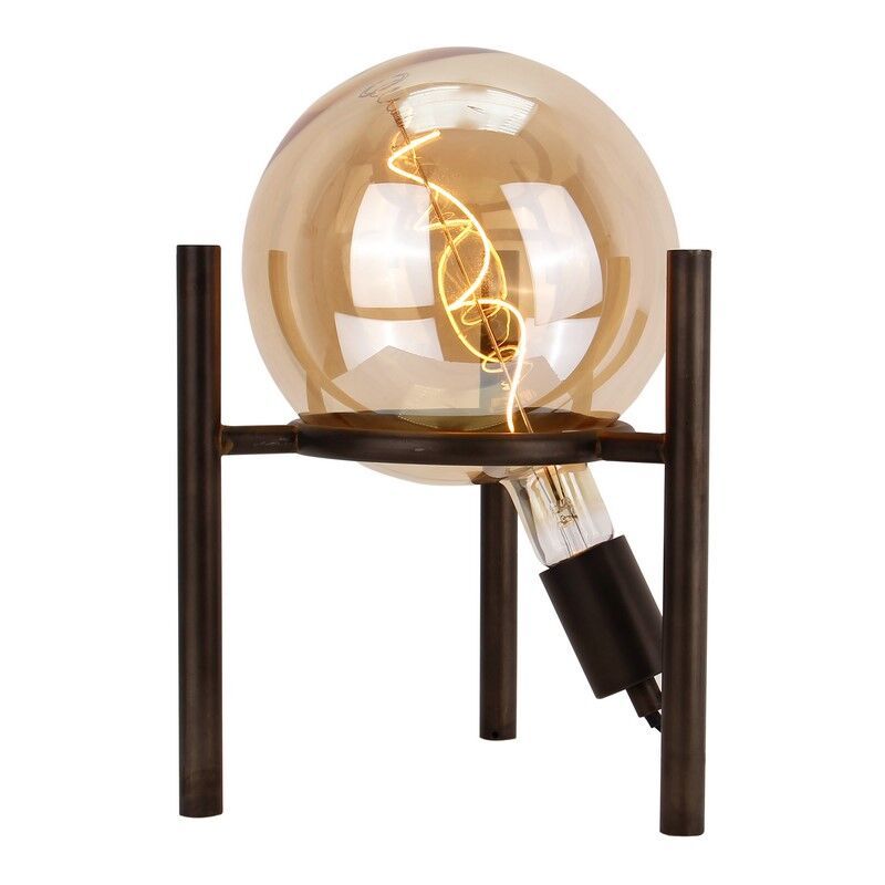 Lámpara de mesa negra retro, Alvin, con interruptor