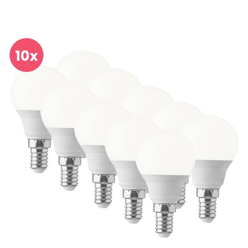 10 pack bombilla LED E14 Lasco, P45, 3W, 3000K