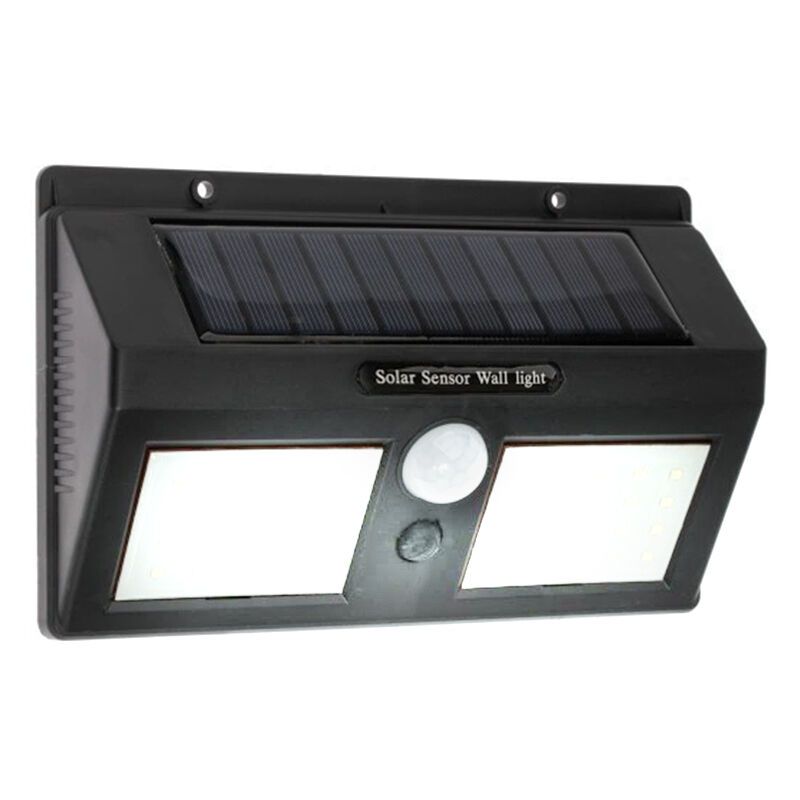 Aplique solar exterior negro de plástico, Albert, 8W, 6000K LED, IP65