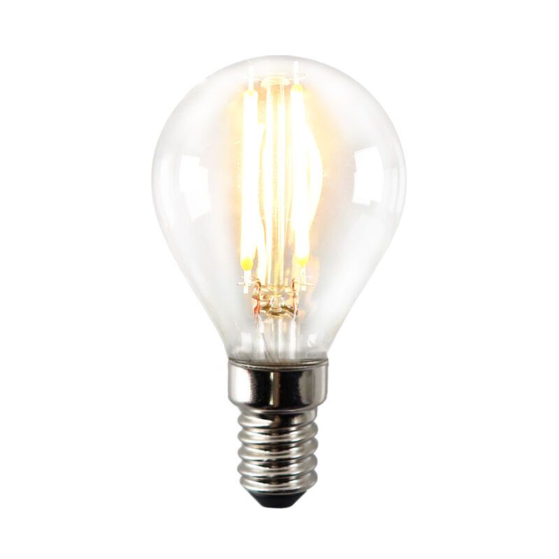 E14 LED bombilla regulable, P45, 3w, de cristal transparente, 2700k